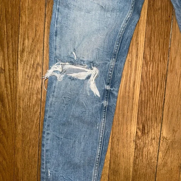 Zara Women's Size 4 Blue Skinny Leg Distressed Medium Wash Cotton Blend Jeans - Picture 2 of 15